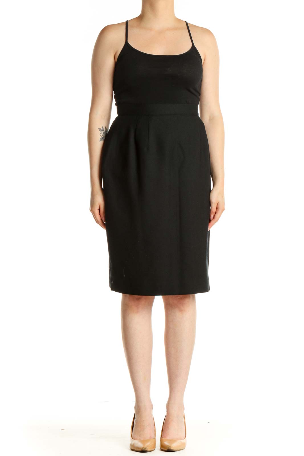 Black Solid Brunch Pencil Skirt