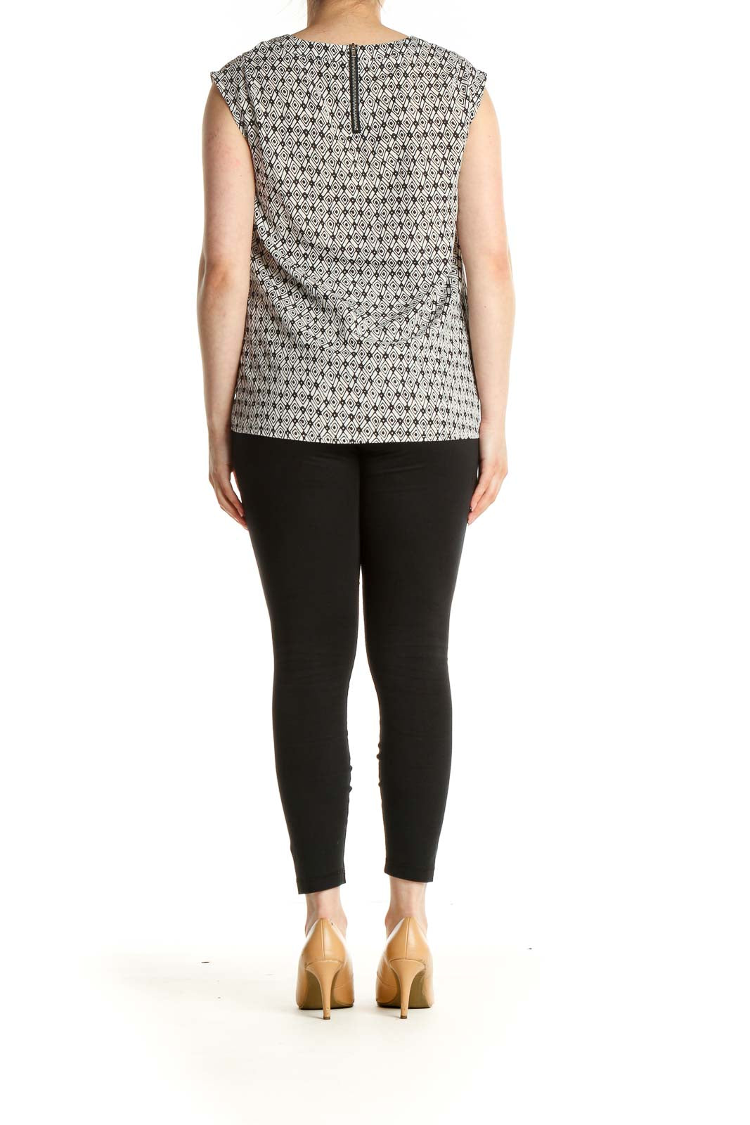 White Printed Casual Blouse