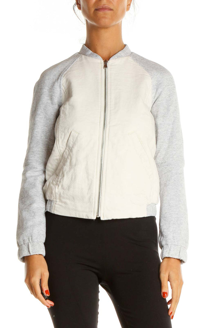 Beige Bomber Jacket