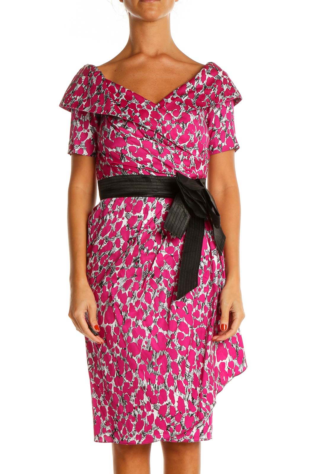 Pink Printed Sheath Dress