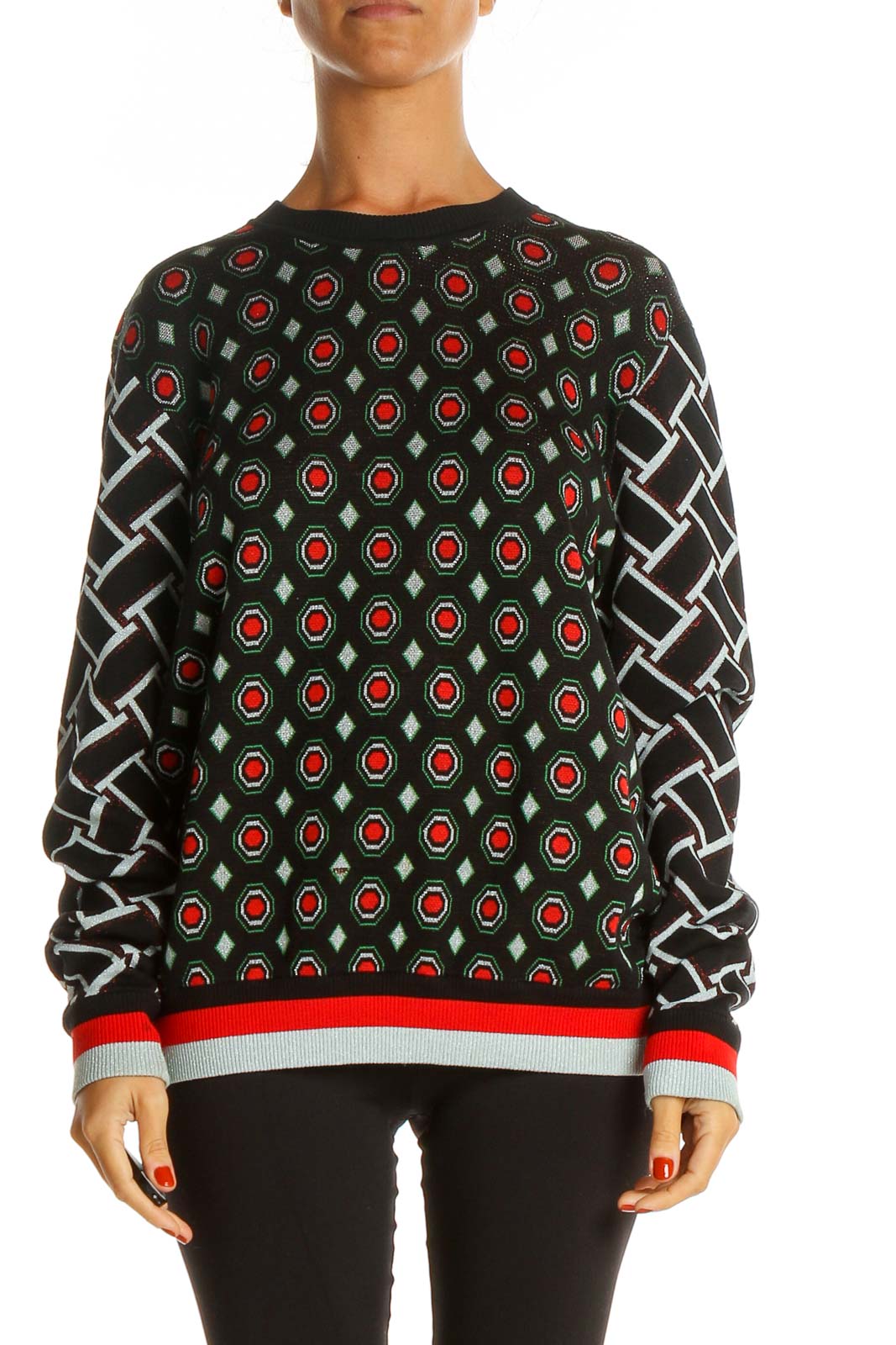 Black Printed Sweater