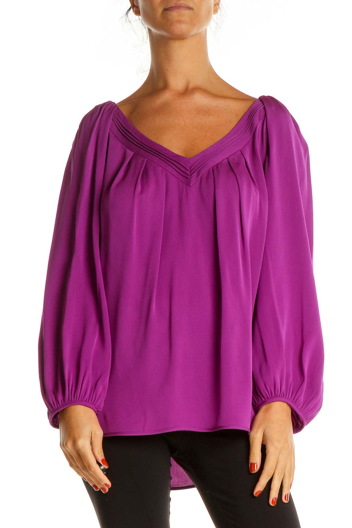 Purple Solid Retro Blouse