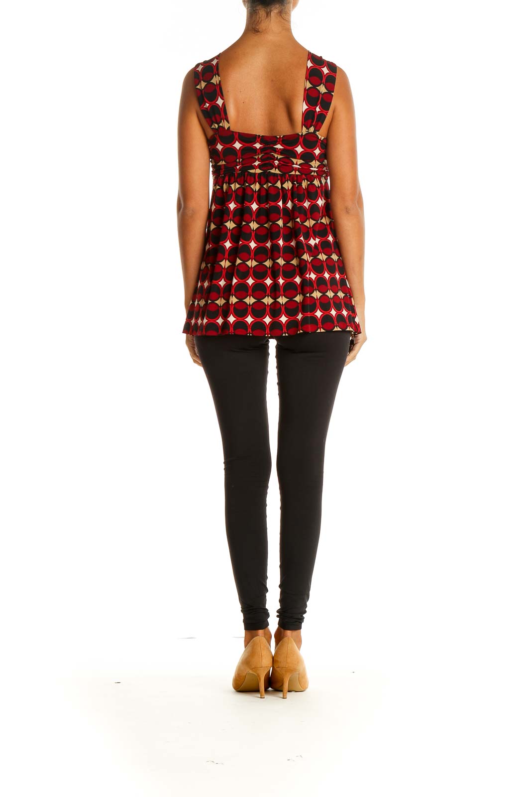 Red Geometric Print Blouse