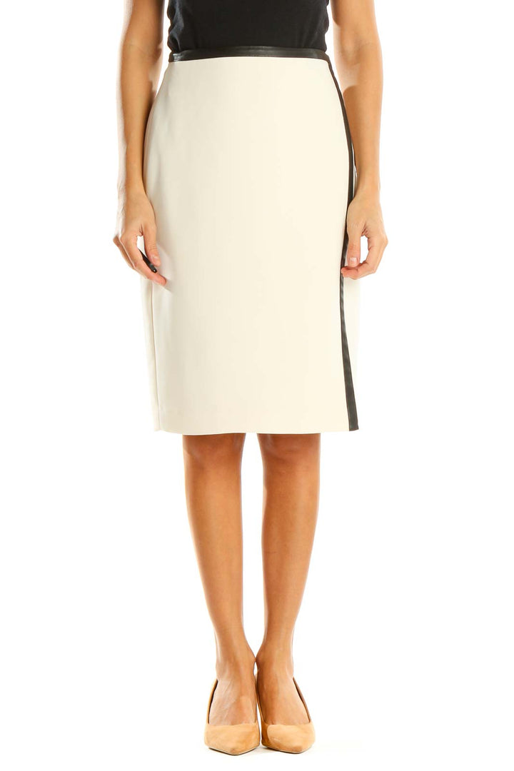 Beige Colorblock Brunch Pencil Skirt