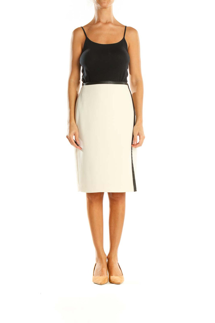 Beige Colorblock Brunch Pencil Skirt