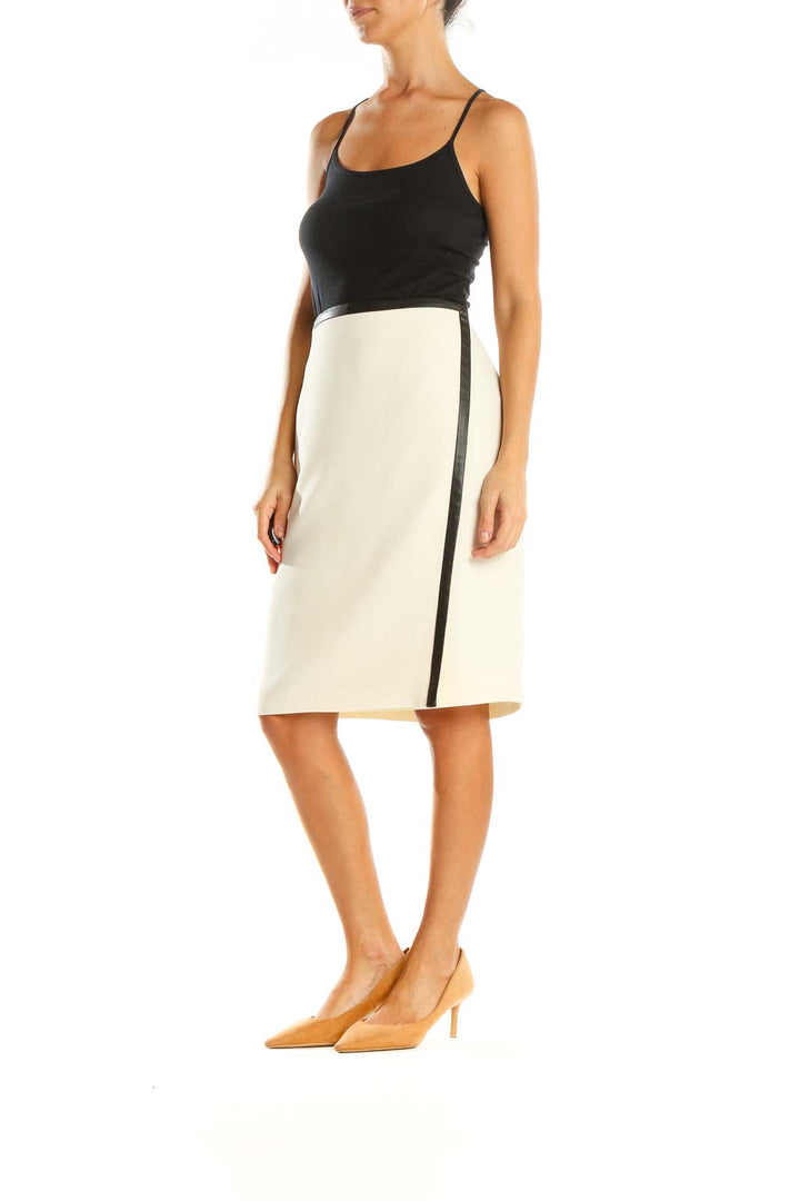 Beige Colorblock Brunch Pencil Skirt