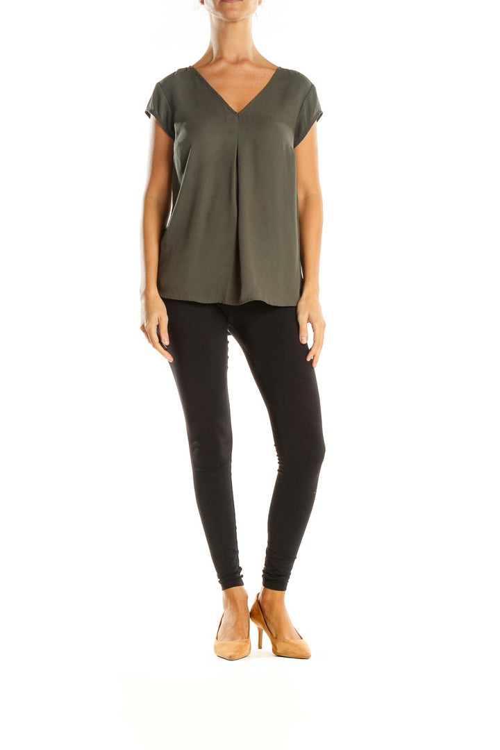 Green Solid All Day Wear Blouse