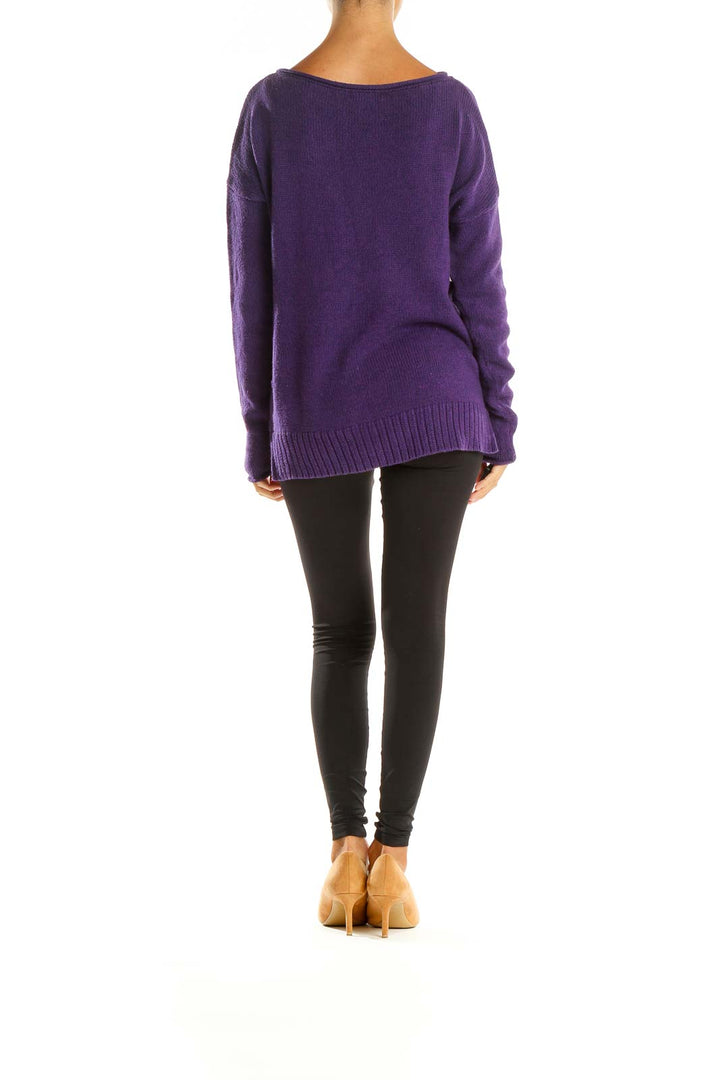 Purple Solid Classic Sweater