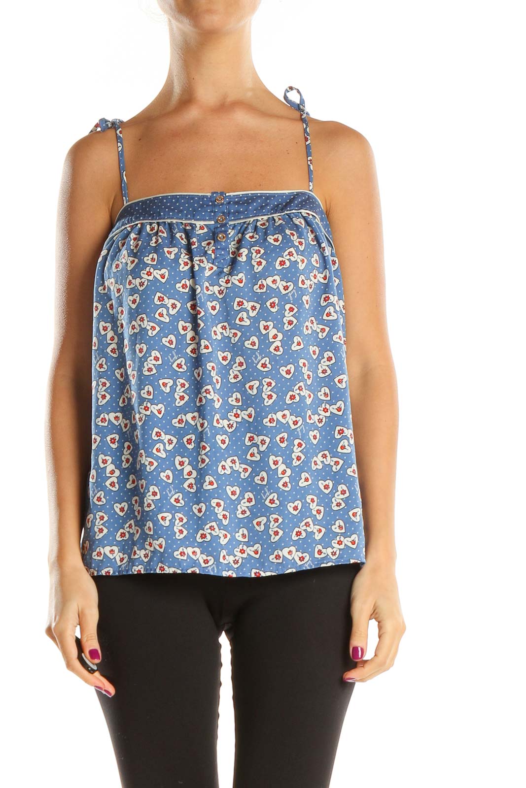 Blue Graphic Print Top