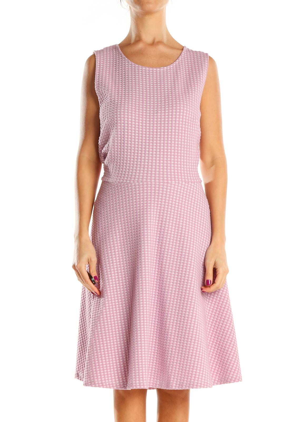 Pink Checkered Day Fit & Flare Dress Pink Checkered Day Fit & Flare Dress