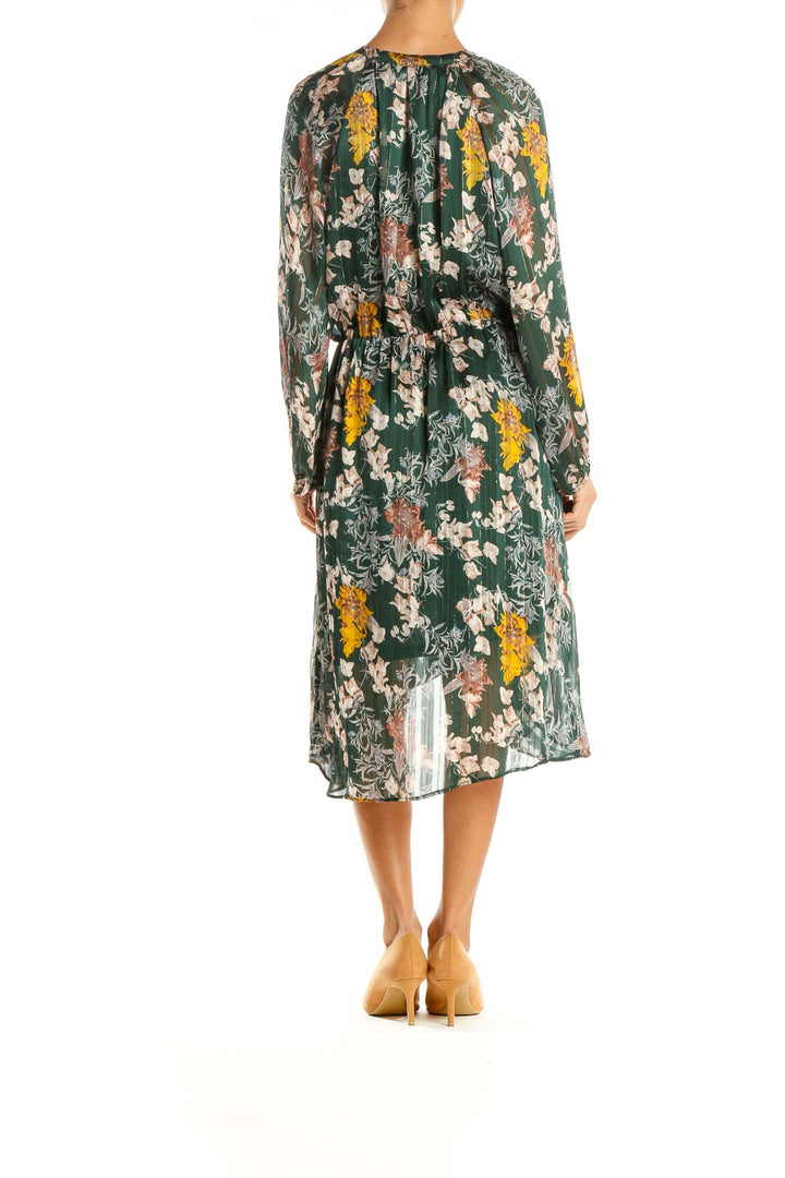 Green Floral Print Day Fit & Flare Dress