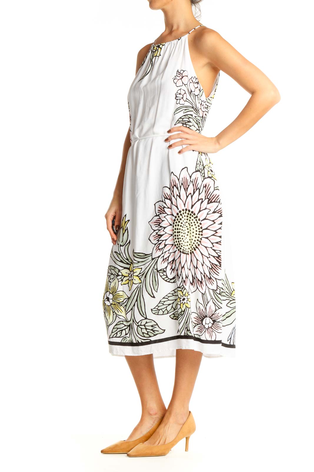 White Floral Bohemian Shift Dress