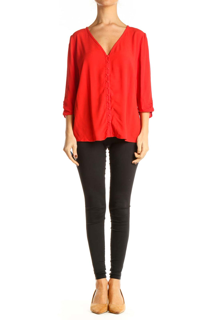 Red Solid All Day Wear Blouse