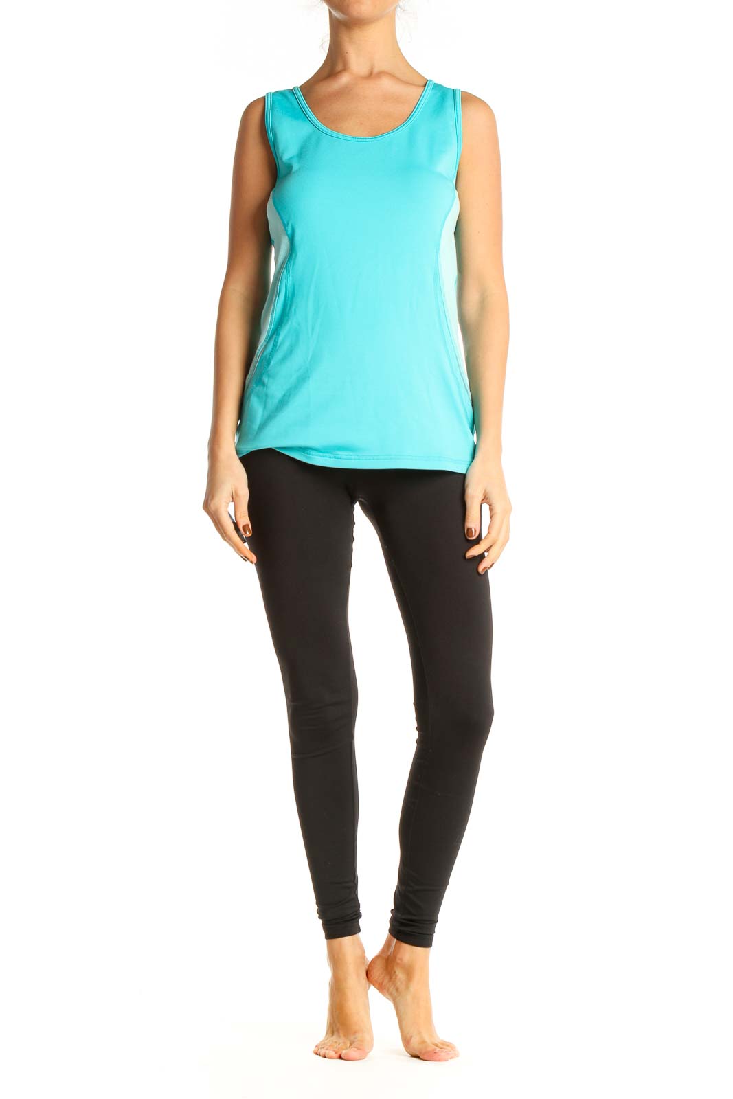 Blue Solid Activewear Tank Top