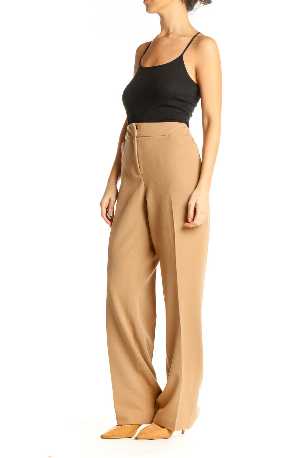 Beige Textured All Day Wear Trousers