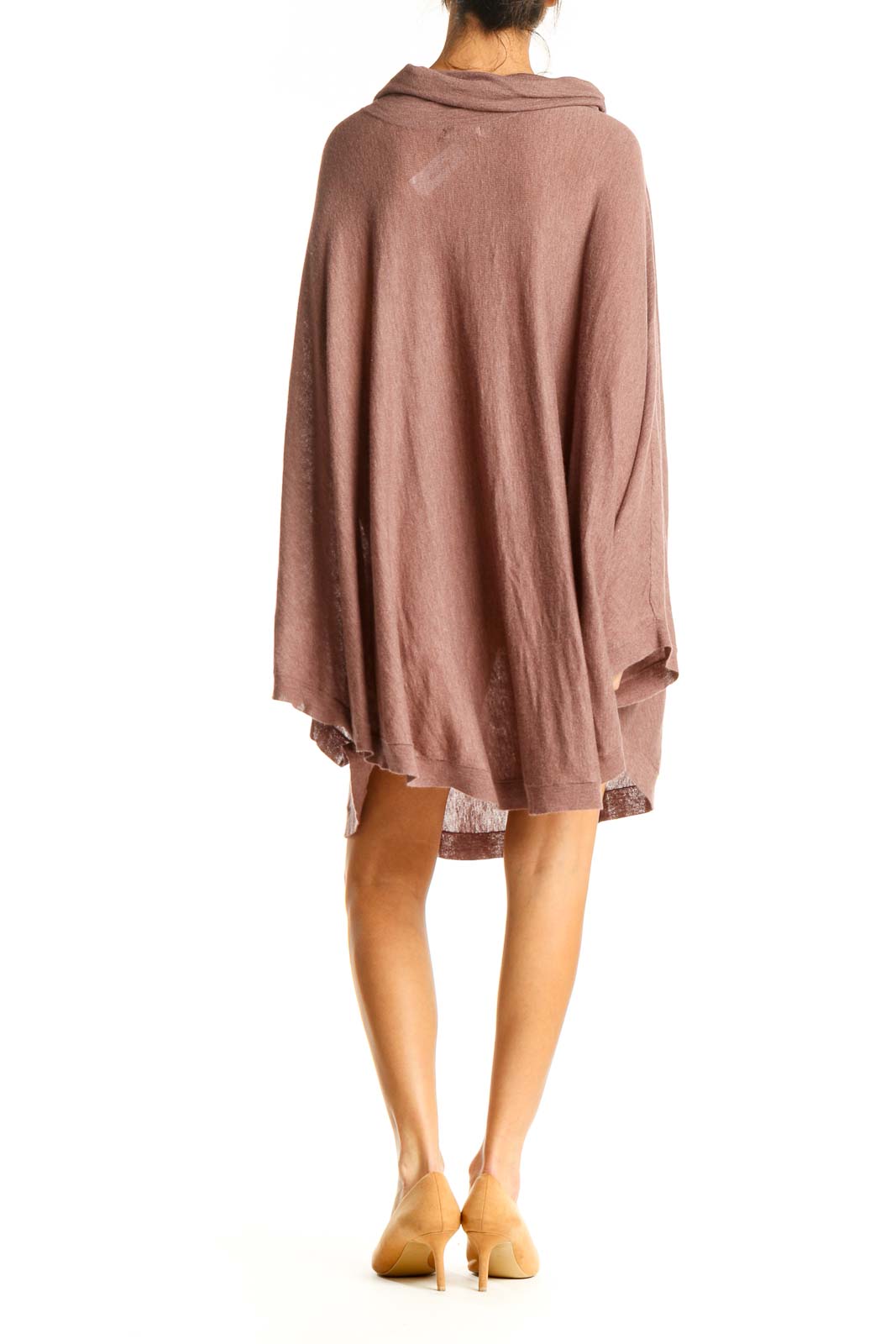Brown Solid Knit Shift Dress
