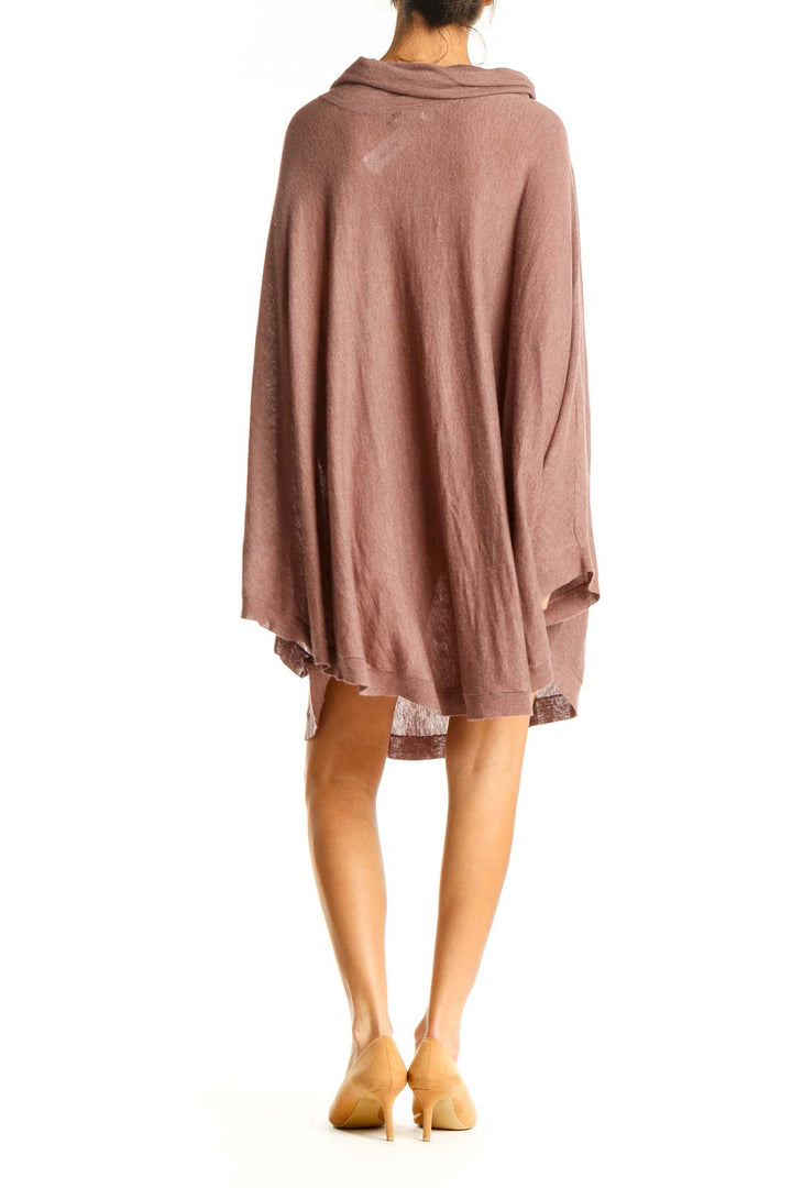 Brown Solid Knit Shift Dress