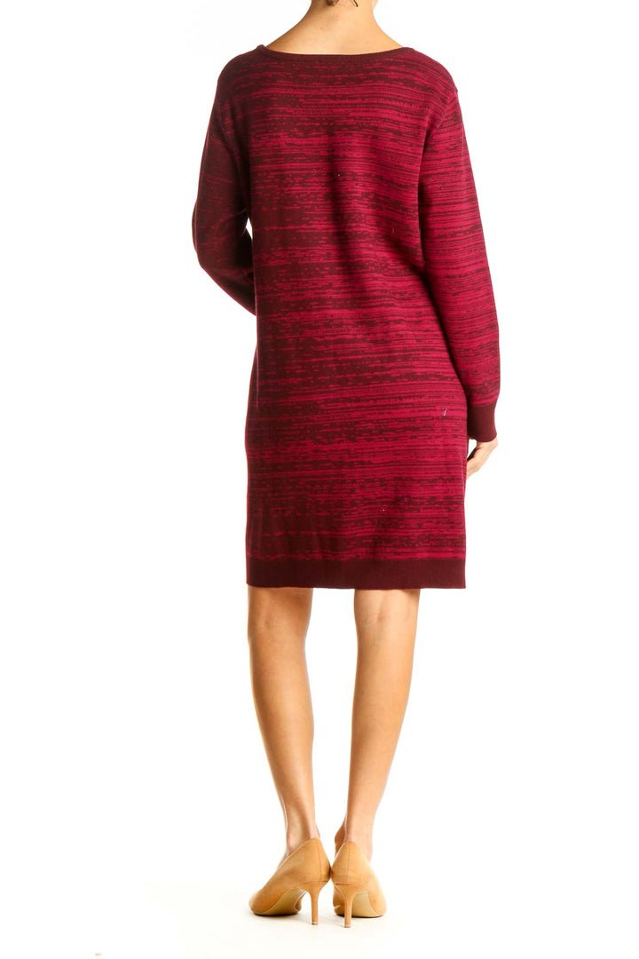 Red Textured Day Shift Dress