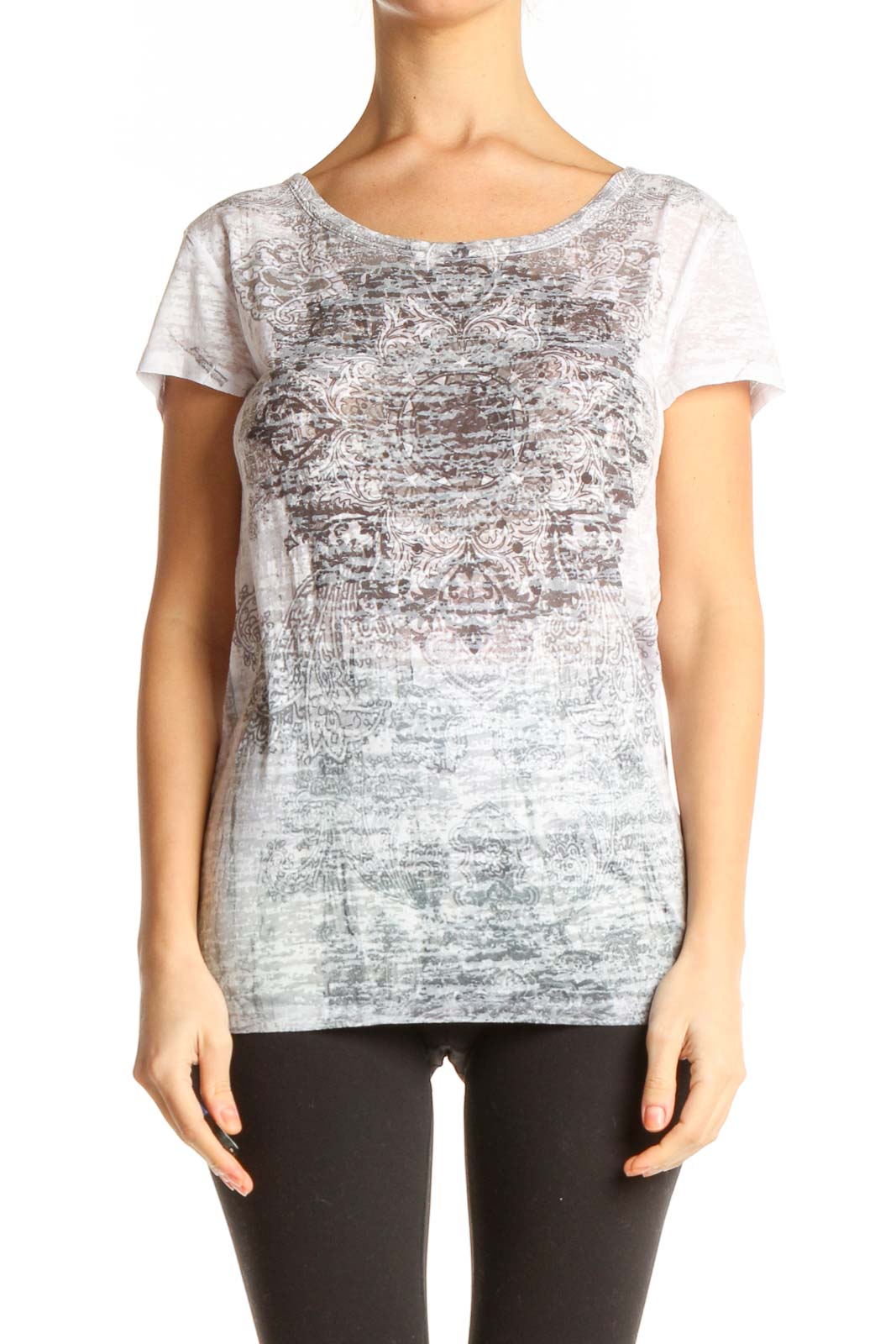 Beige Graphic Print Casual T-Shirt