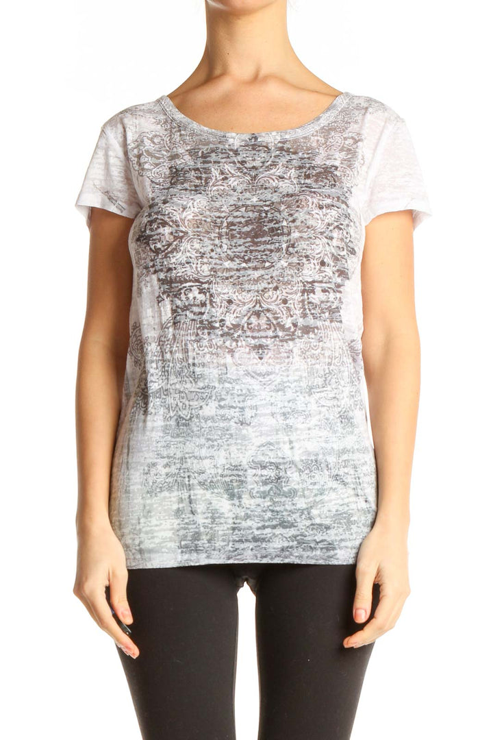 Beige Graphic Print Casual T-Shirt