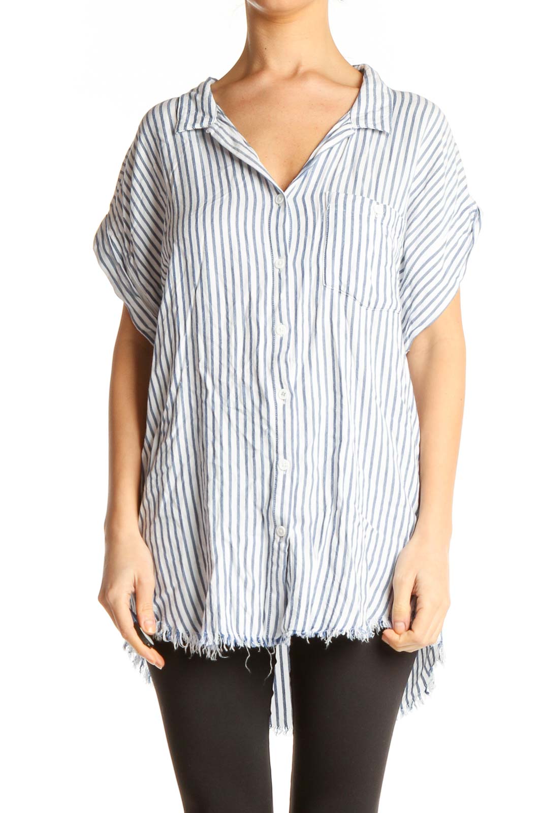 White Striped Casual Top