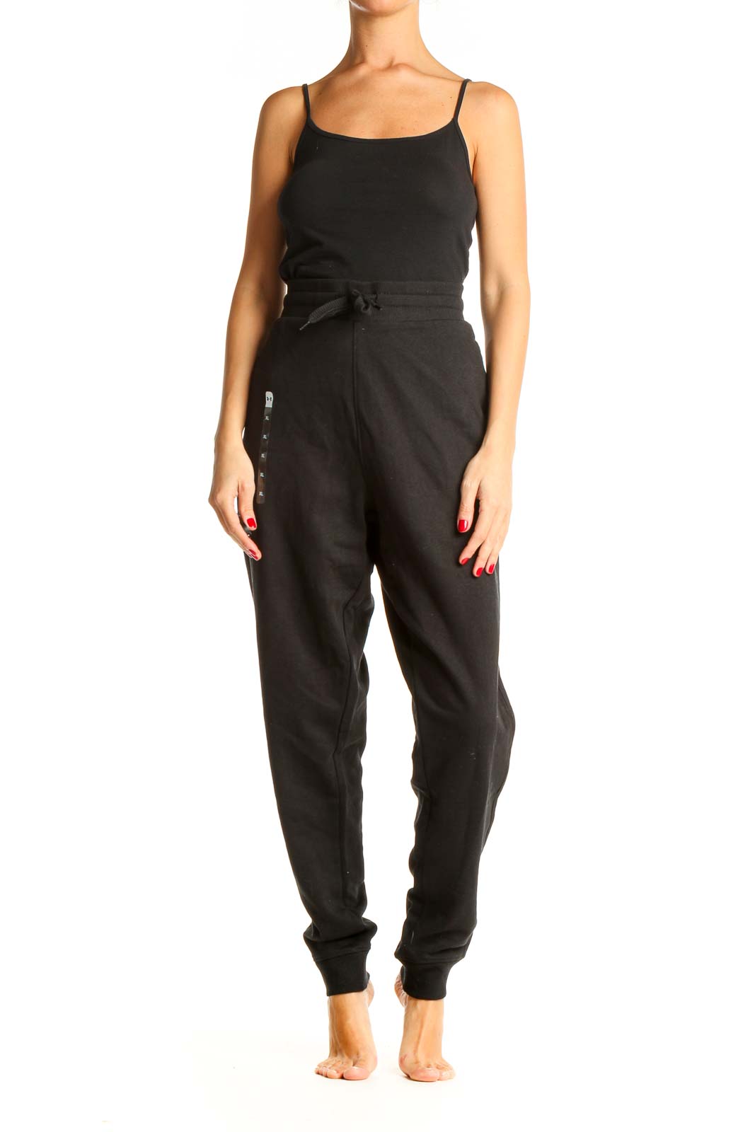 Black Textured Casual Sweatpants