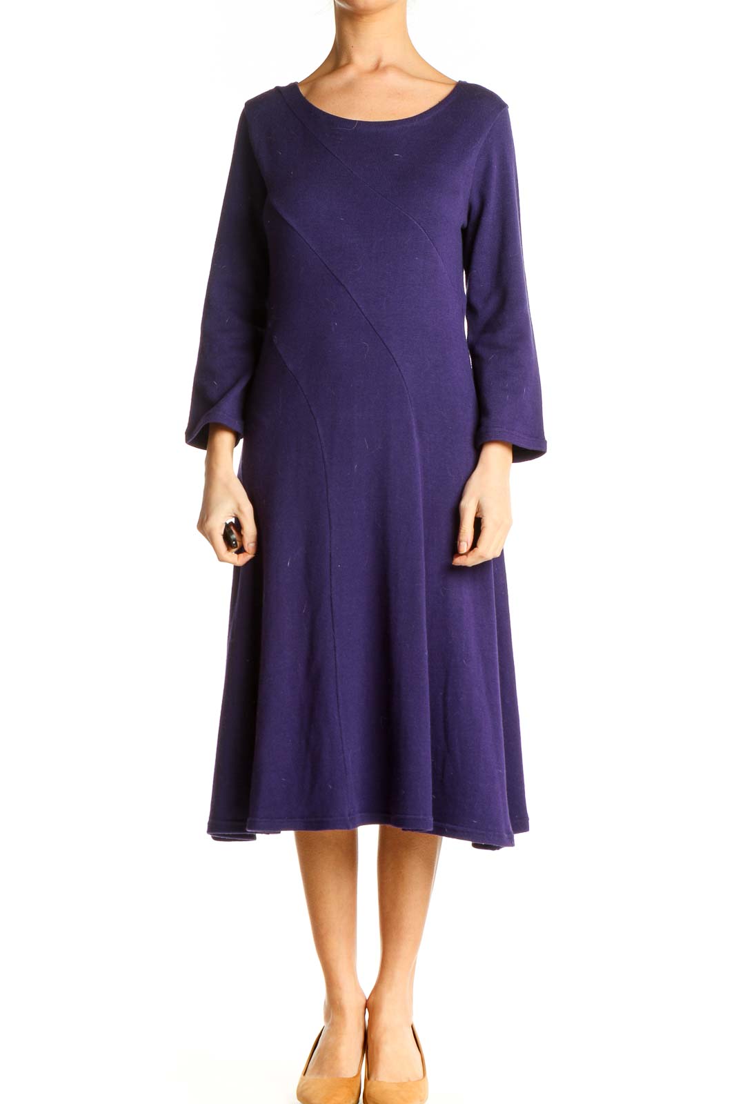 Purple Solid Classic Dress