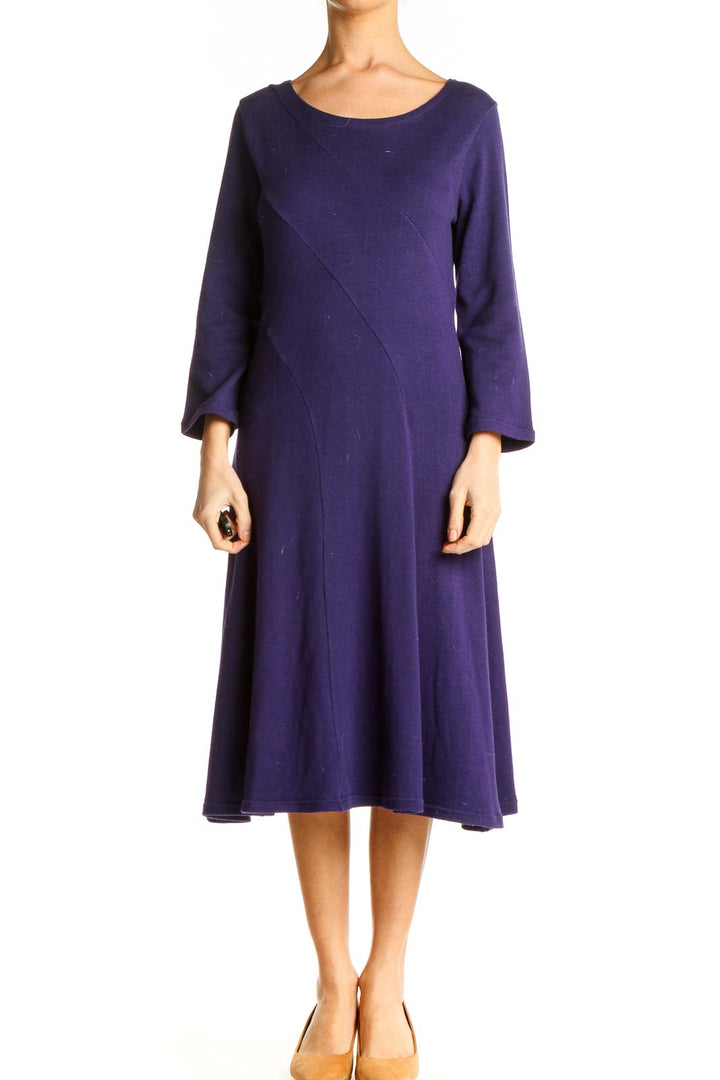 Purple Solid Classic Dress