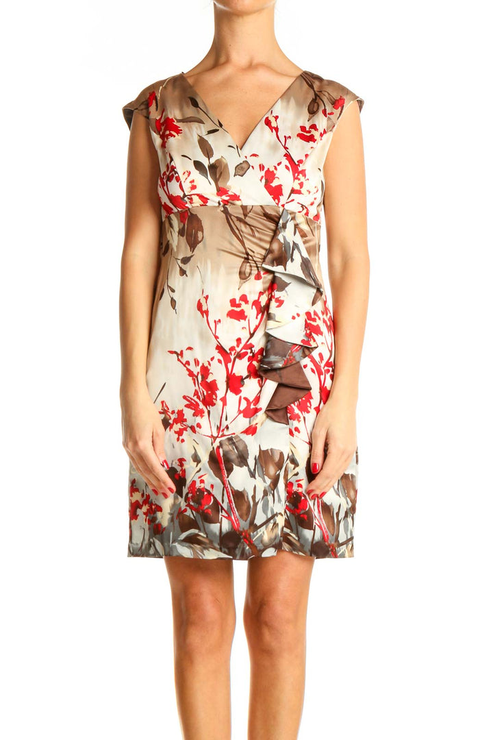 Beige Day Printed Sheath Dress