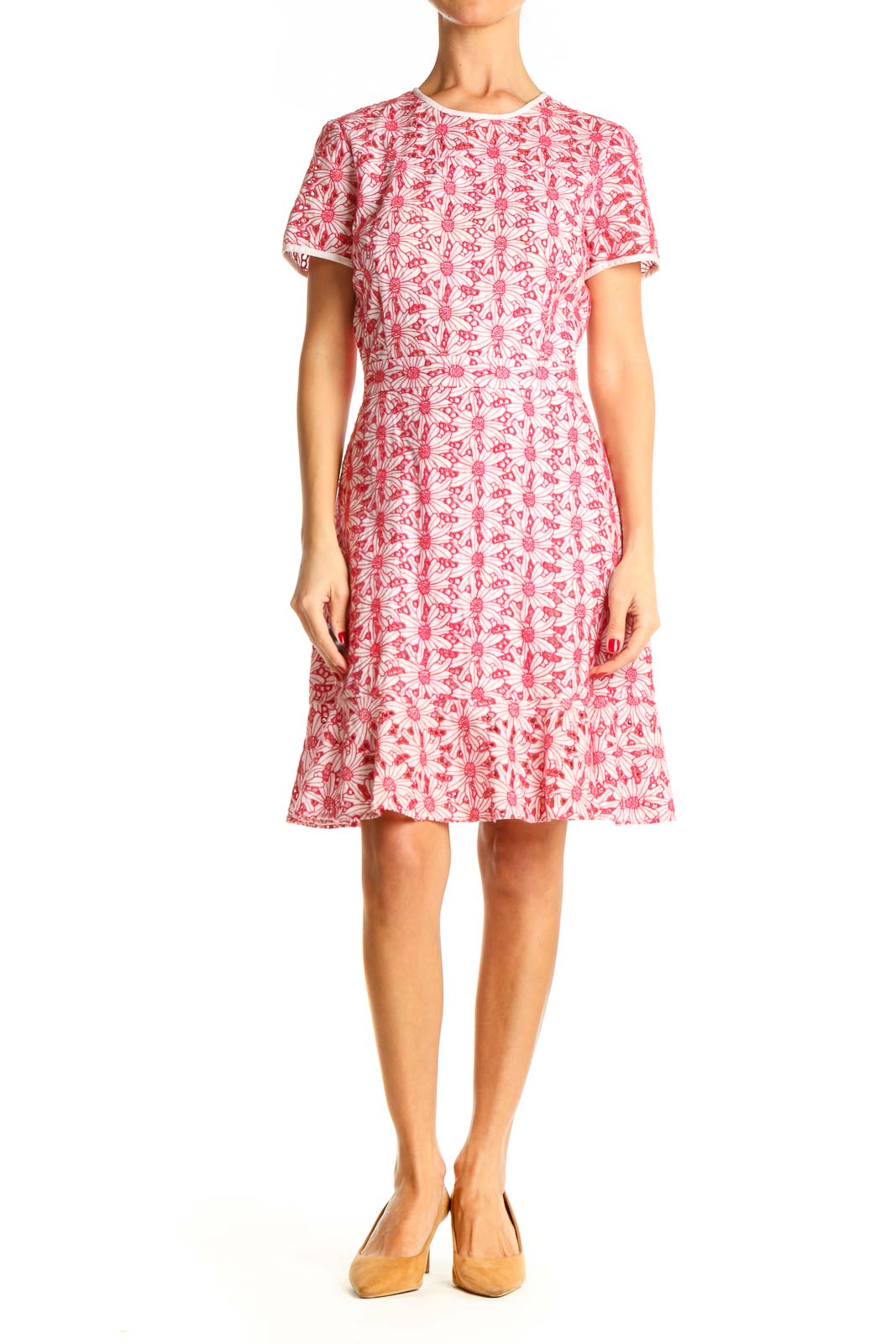 Pink Floral Print Day Fit & Flare Dress