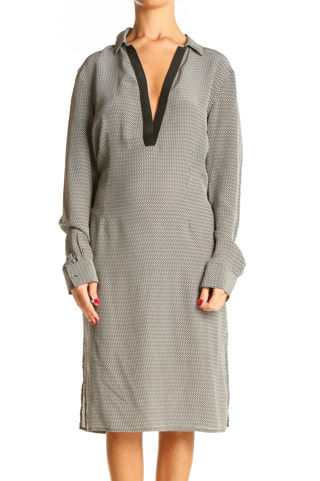 Gray Printed Work  Dress