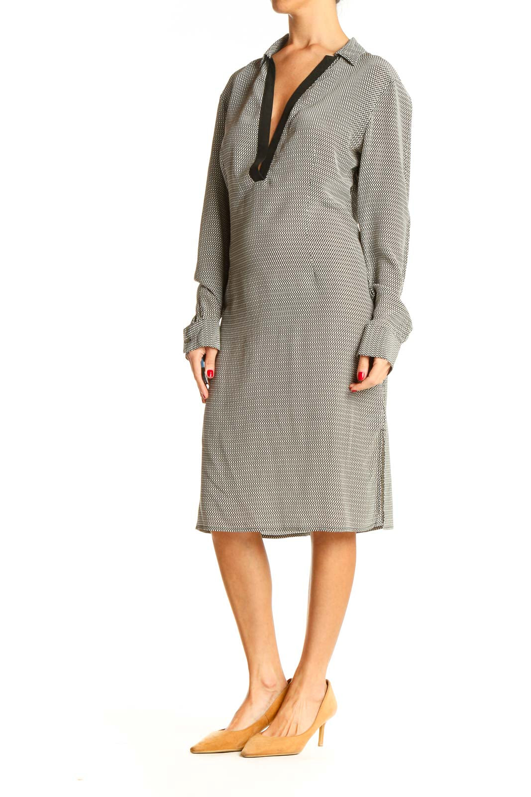 Gray Printed Work  Dress