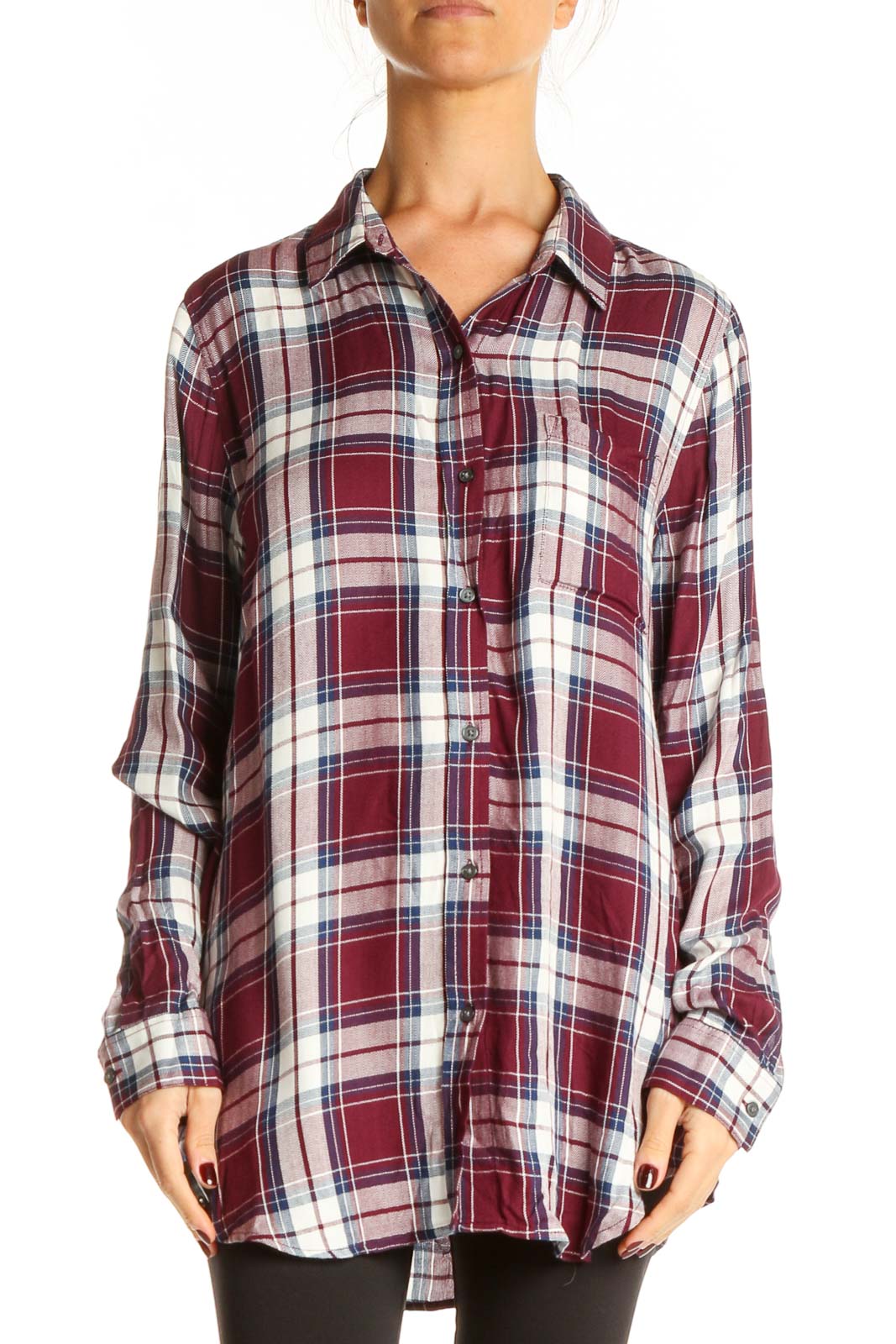 Red Checkered Casual Top
