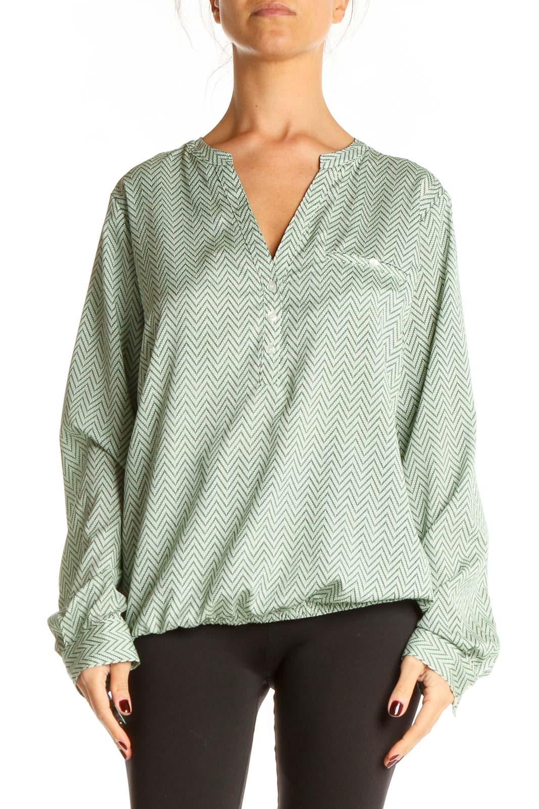 Green Chevron Chic Blouse