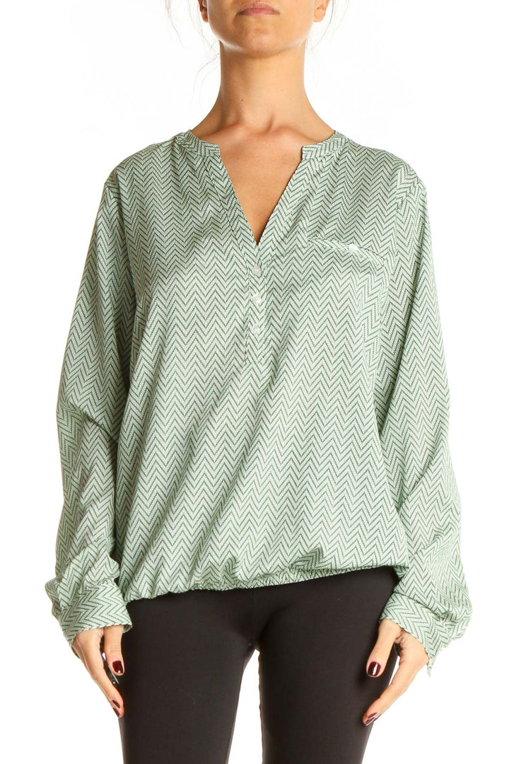 Green Chevron Chic Blouse