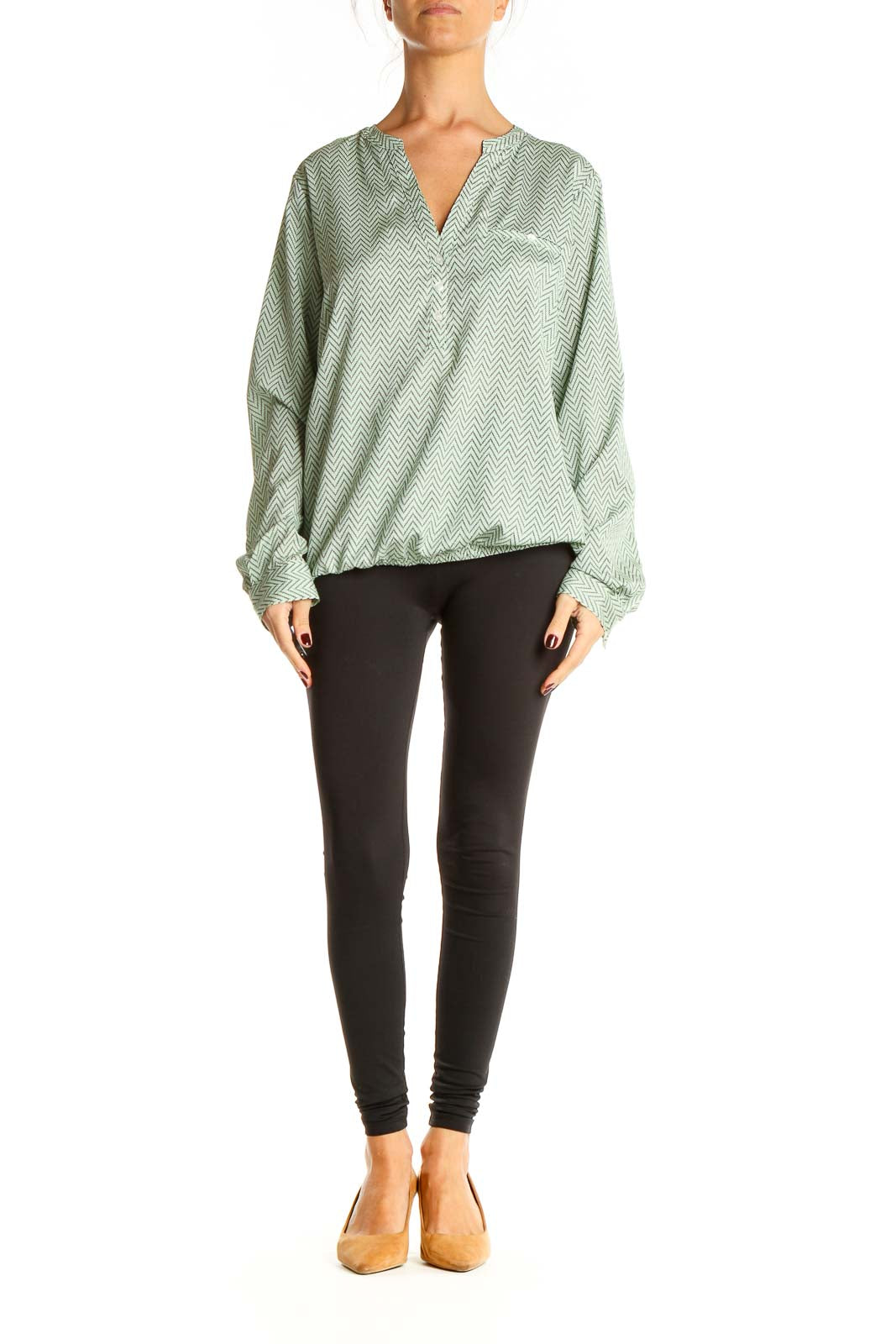 Green Chevron Chic Blouse