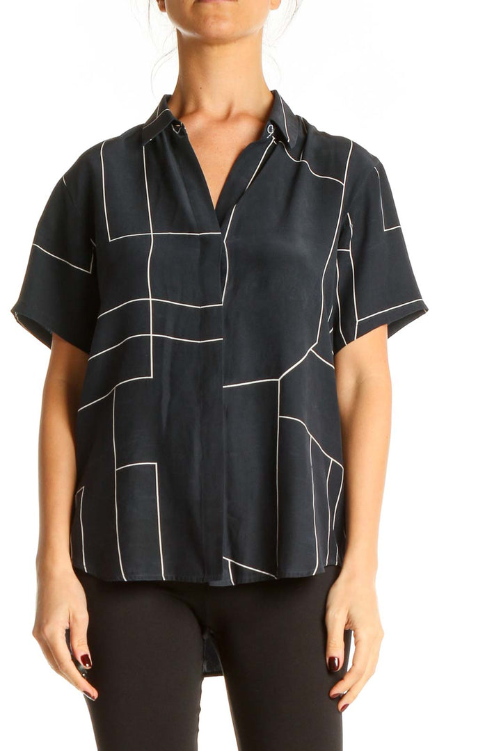 Blue Graphic Print All Day Wear Top