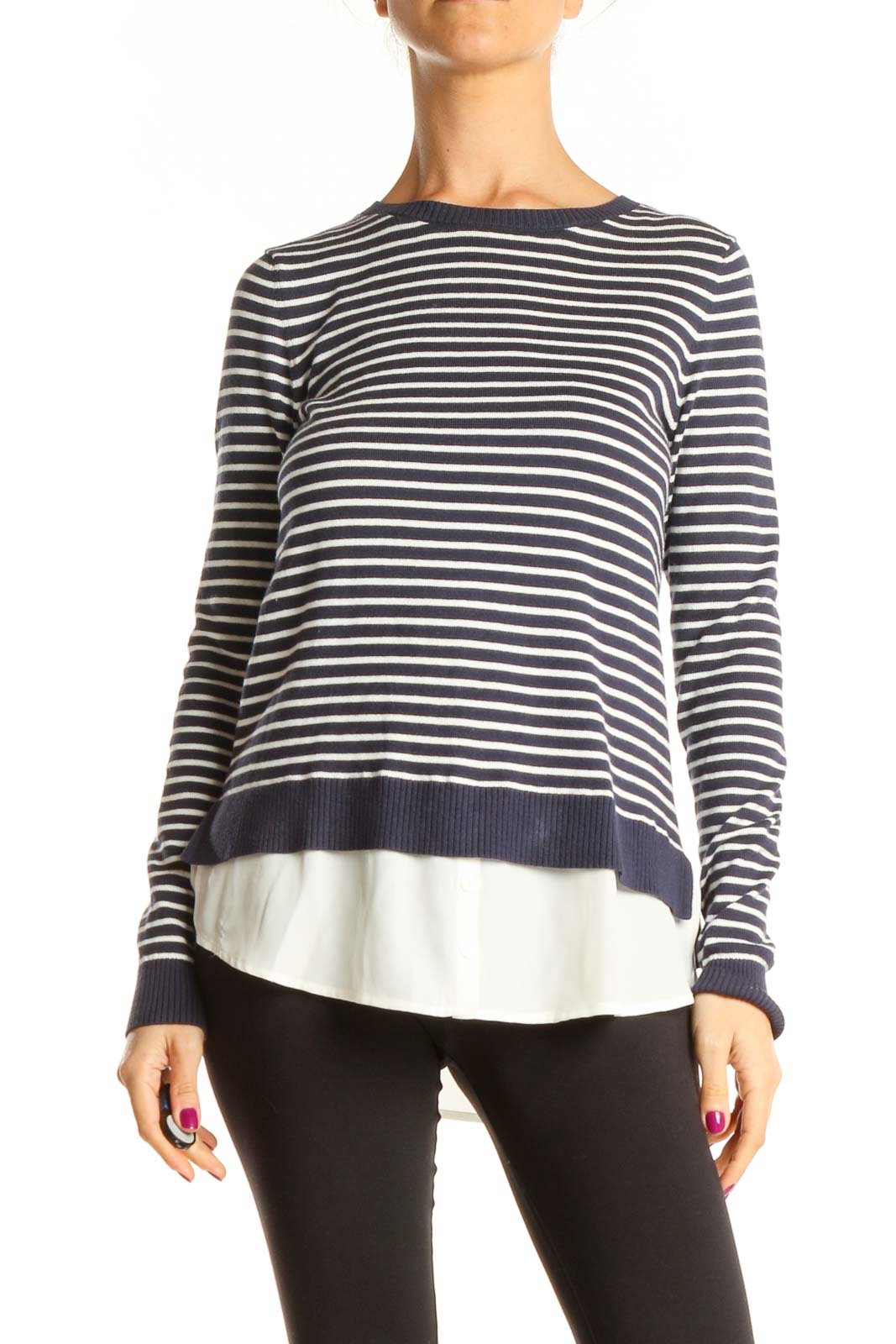 Blue Striped Casual Top