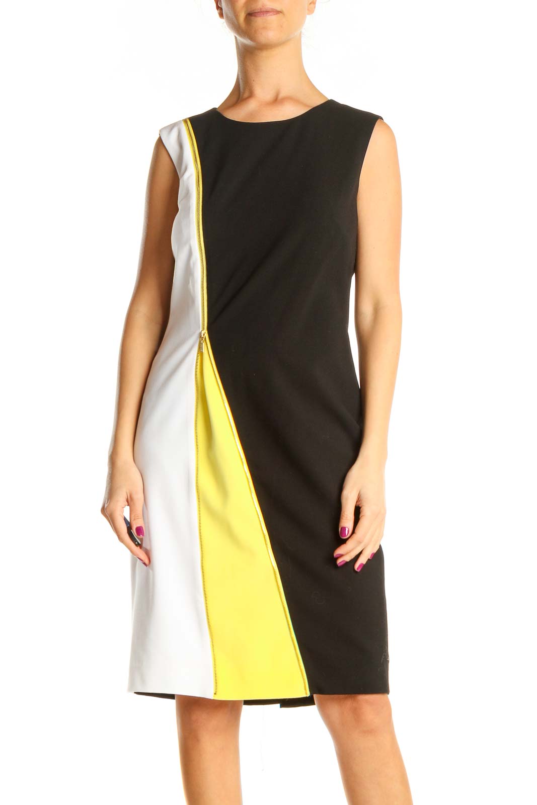 Black Colorblock Classic Sheath Dress