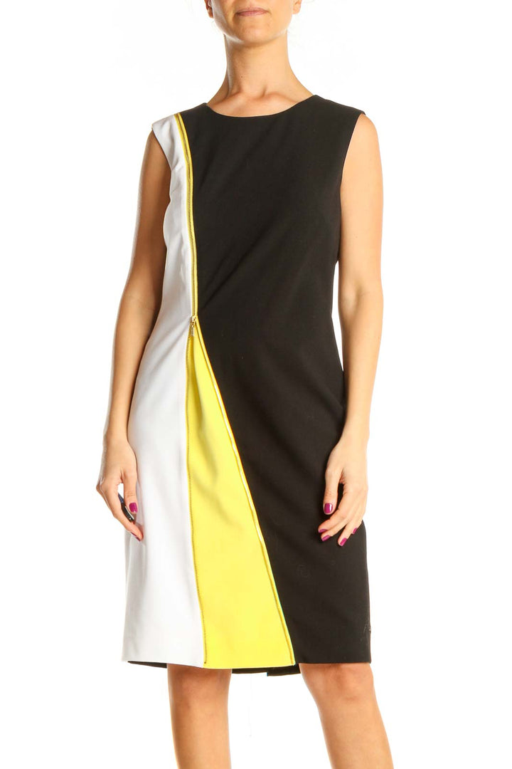 Black Colorblock Classic Sheath Dress