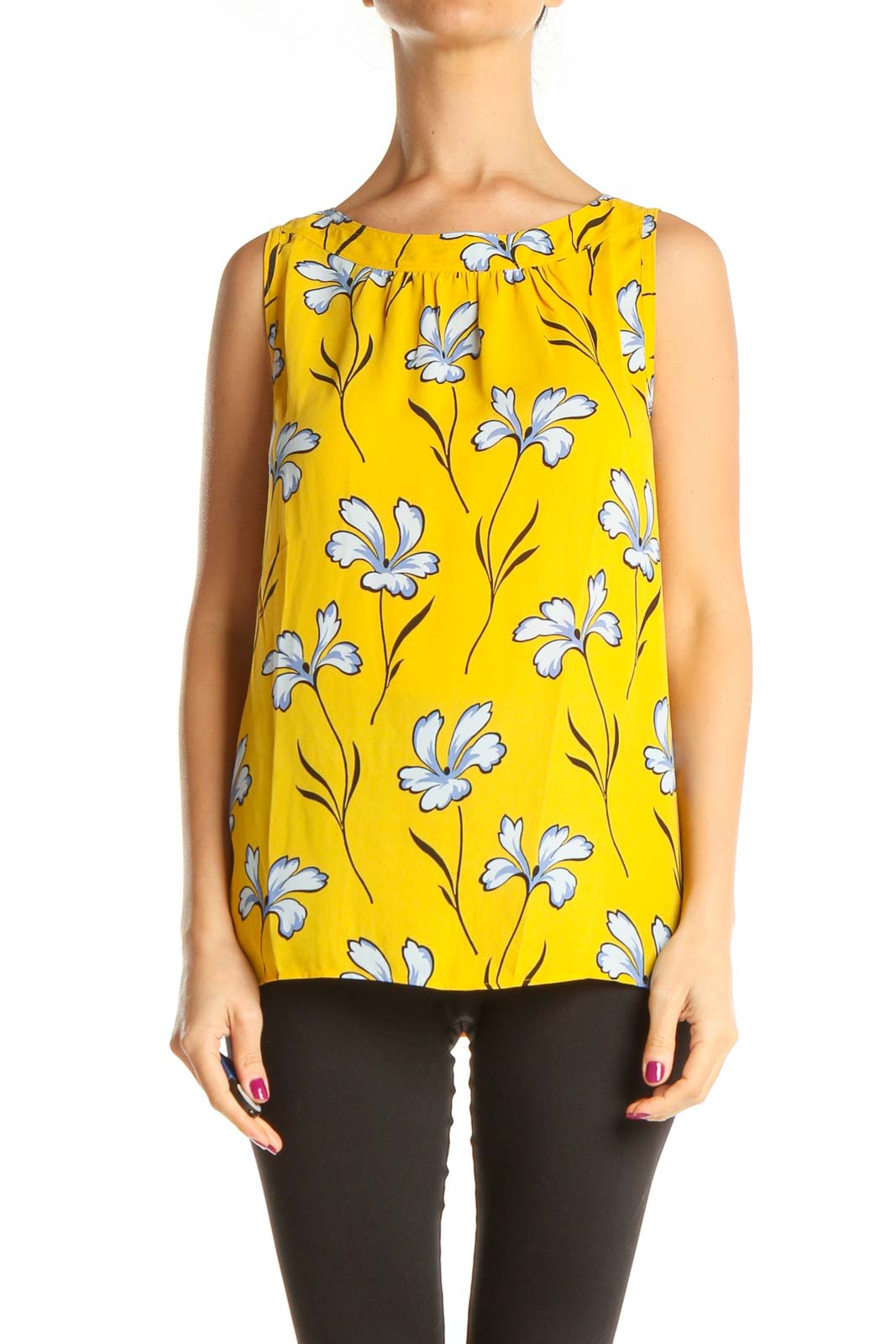Yellow Floral Print Holiday Top