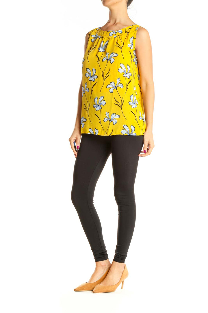Yellow Floral Print Holiday Top