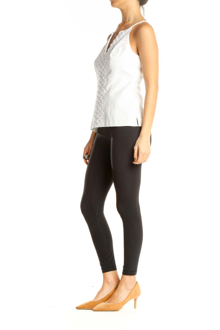White Textured Chic Tank Top