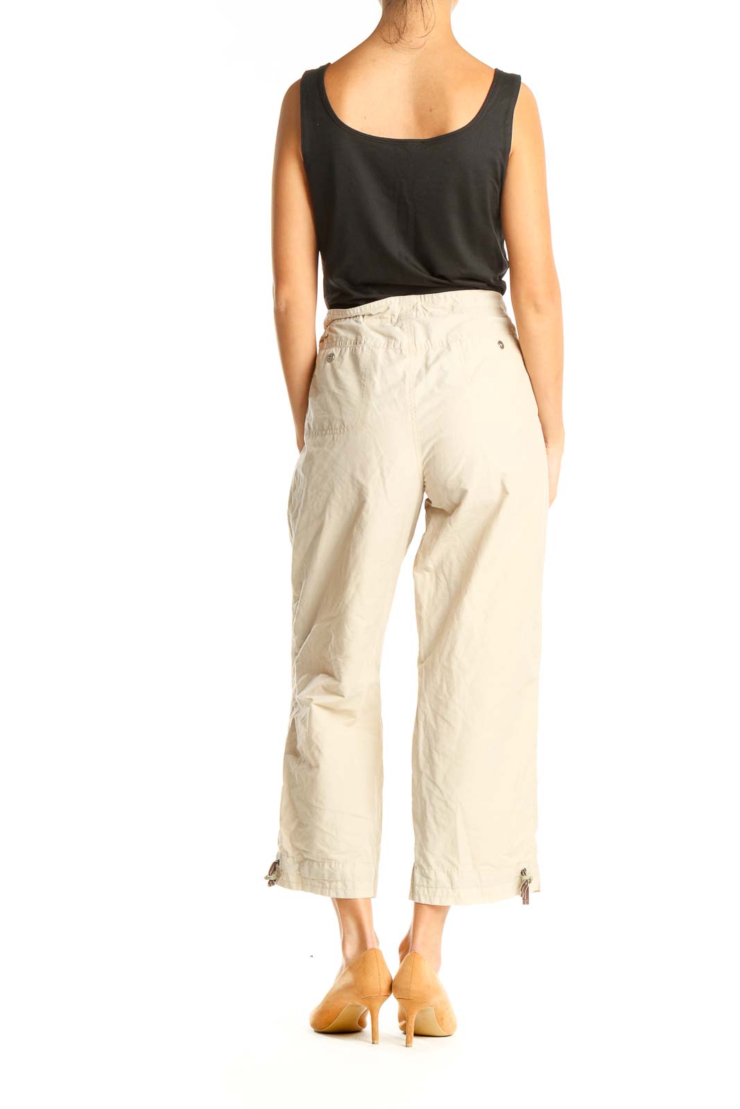 Beige Textured All Day Wear Pants