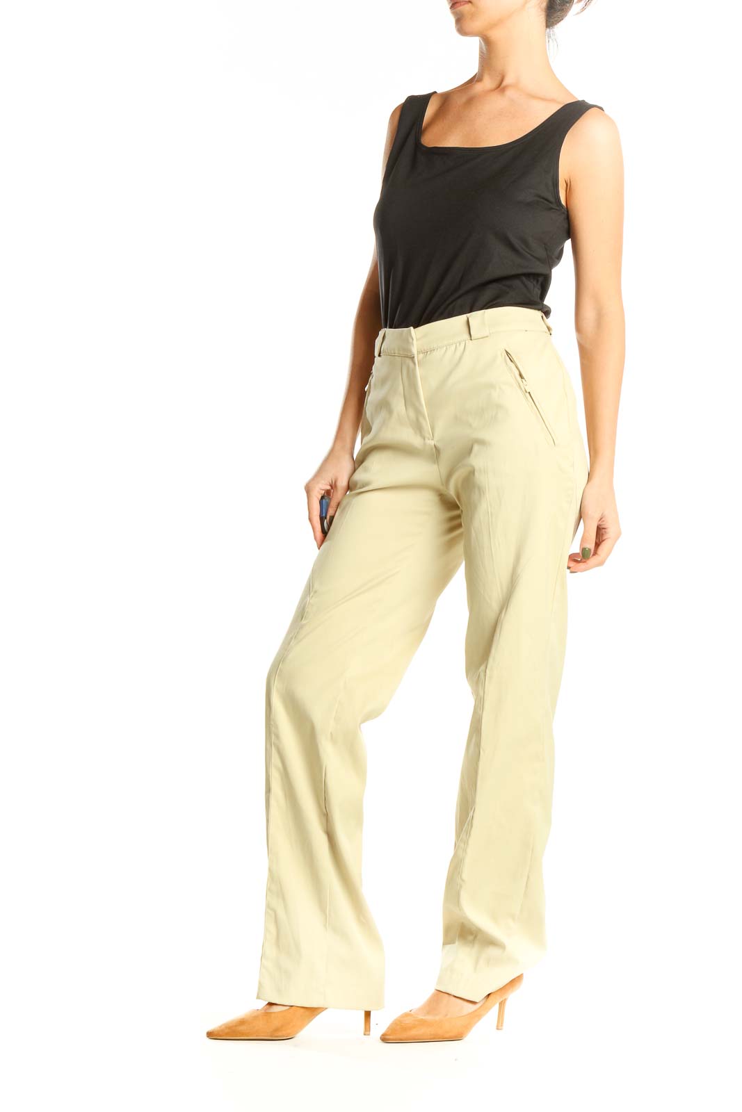 Beige All Day Wear Trousers
