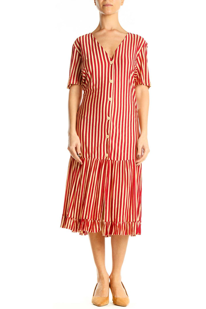 Red Striped Column Dress