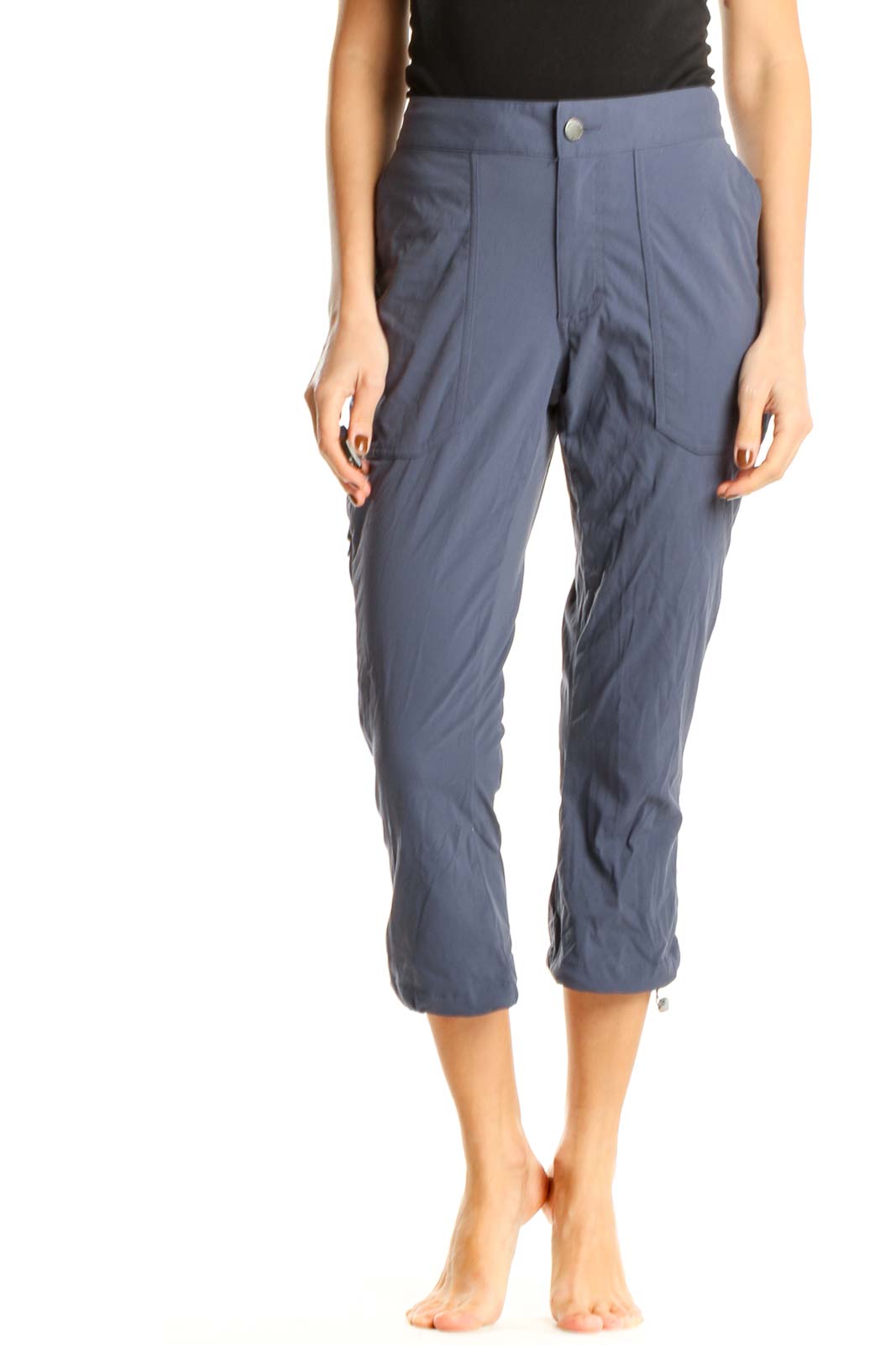 Blue Textured Activewear Cargos Pants