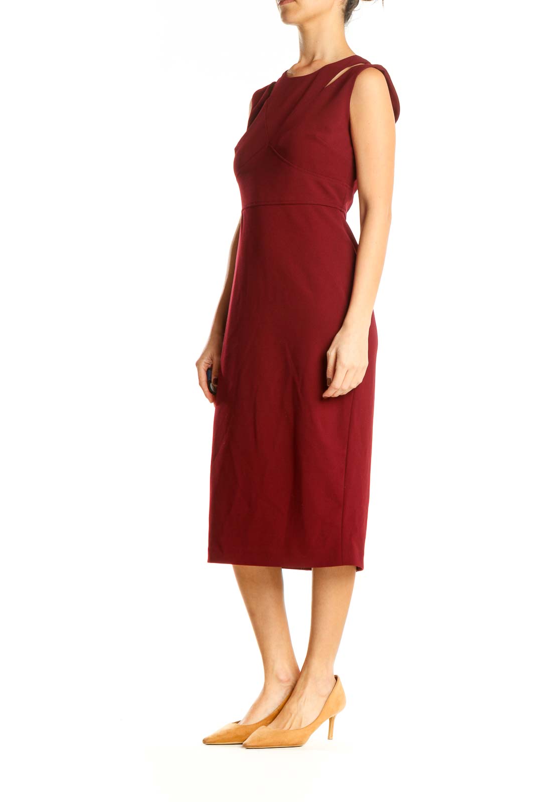 Red Work Column Dress