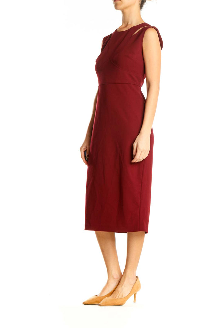 Red Work Column Dress