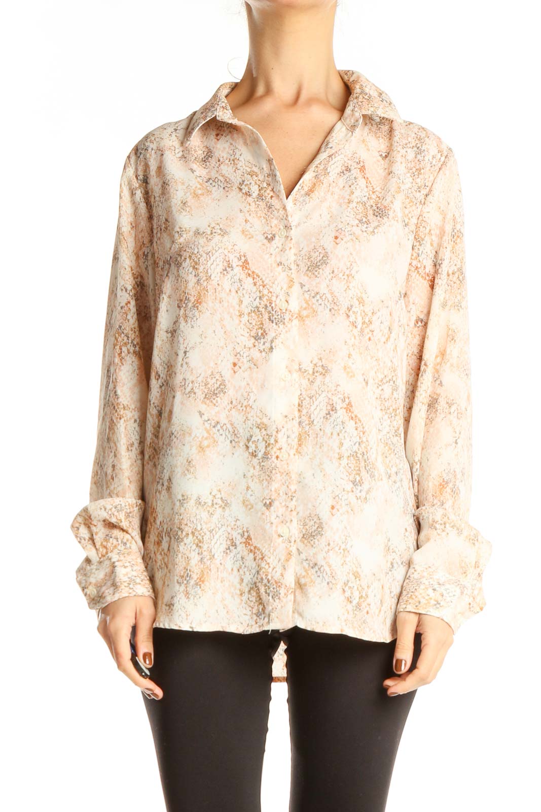 Beige Animal Print Retro Top